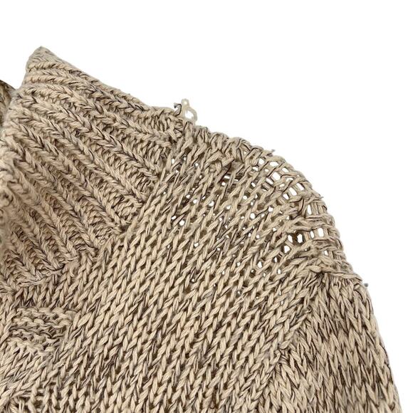 Reformation Cableknit Mock Neck Sweater Oatmeal Tan Size XS/S - Picture 3 of 6